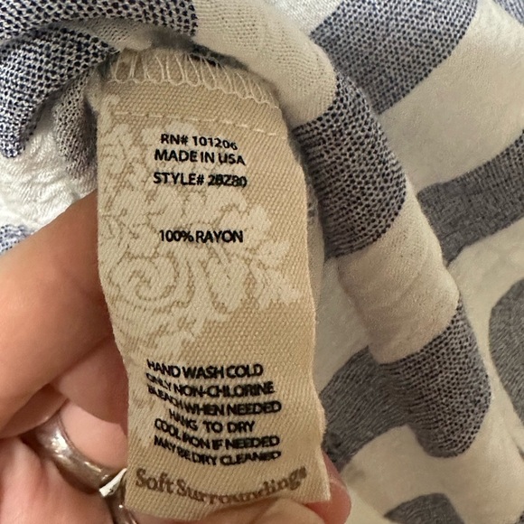 Soft Surroundings Blue Striped Cabana Tee Top XS - Picture 4 of 4